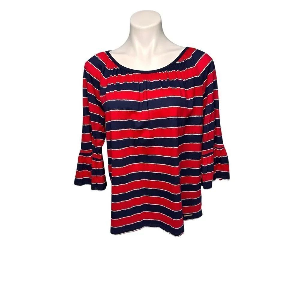 Michael by Michael Kors NWT blue and red striped bell sleeve top size M